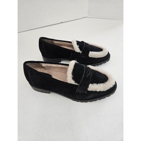 Talbots Cassidy Sherpa Suede Loafers Black Women’s Size 6.5 - Picture 1 of 7